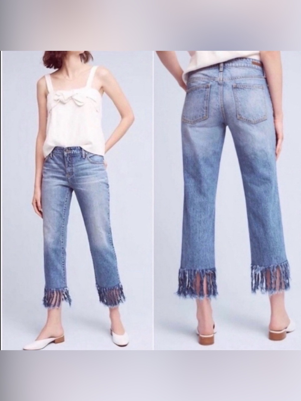 Pilcro Anthropologie fringe crop jeans size Hyphen 28